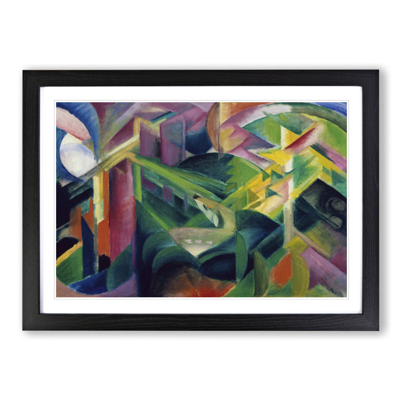 Deer in a Monastery Garden by Franz Marc - Picture Frame Painting, 27cm H x 36cm W x 2cm D, Black Framed