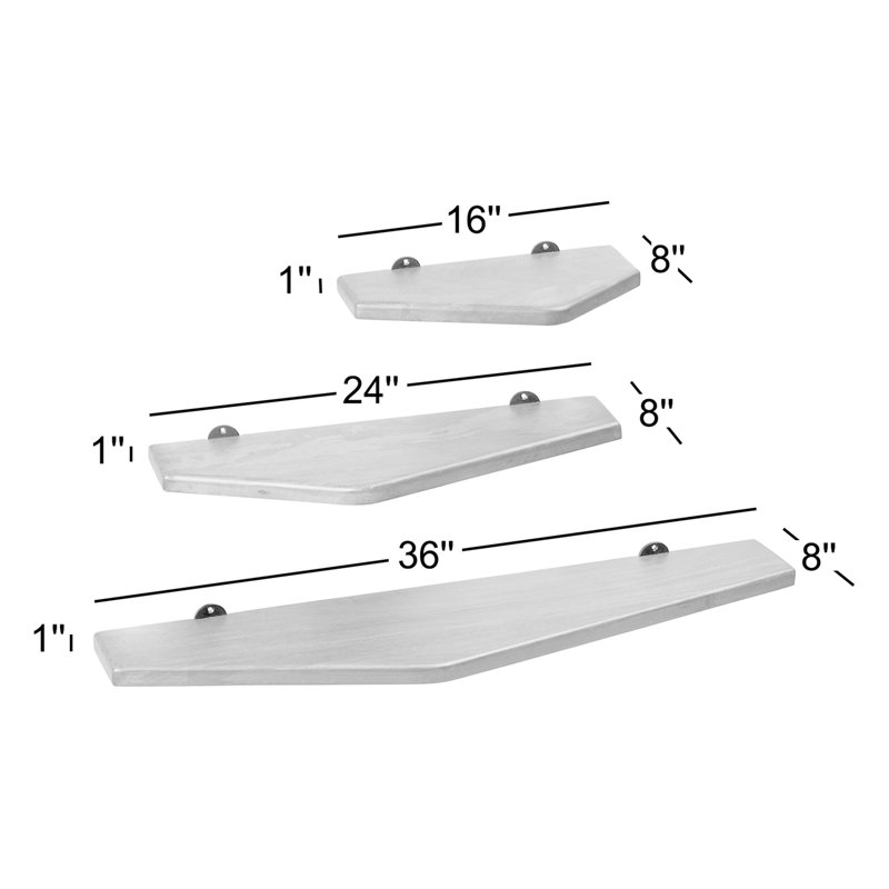 Tablettes flottantes en bois massif 3 pièces Glennon, Sable chaud