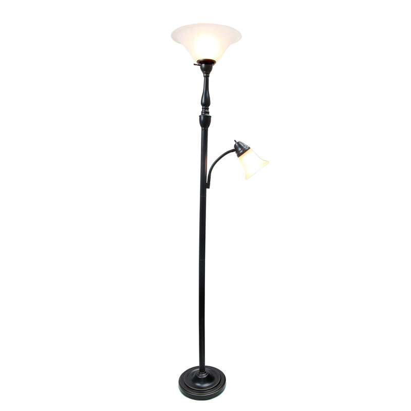 Altamae 71.75'' Torchiere Floor Lamp, Restoration Bronze, White