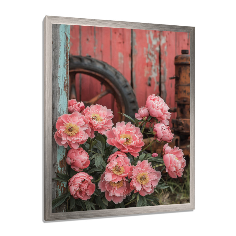 Bletsoe - Floral Canvas Wall Art, Argent argent, H 20 po x l 12 po, Reproduction encadrée sans passe-partout