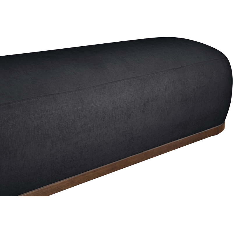 Banc en tissu Calum Chenille, Tissu chenille noir, Noyer