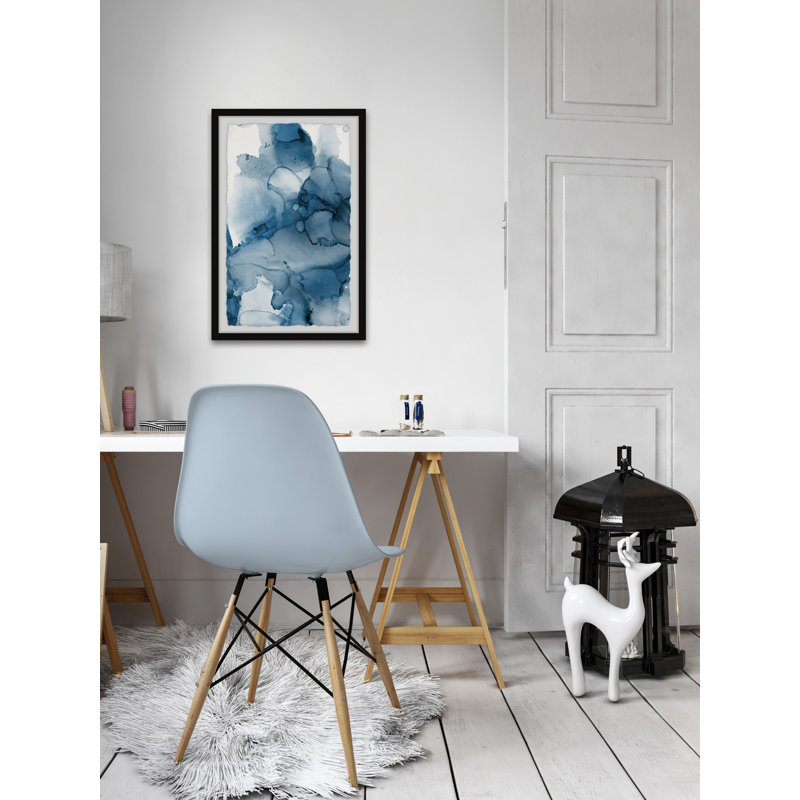 Blue Stain - Single Picture Frame Painting, 30cm H x 20cm W x 3.81cm D