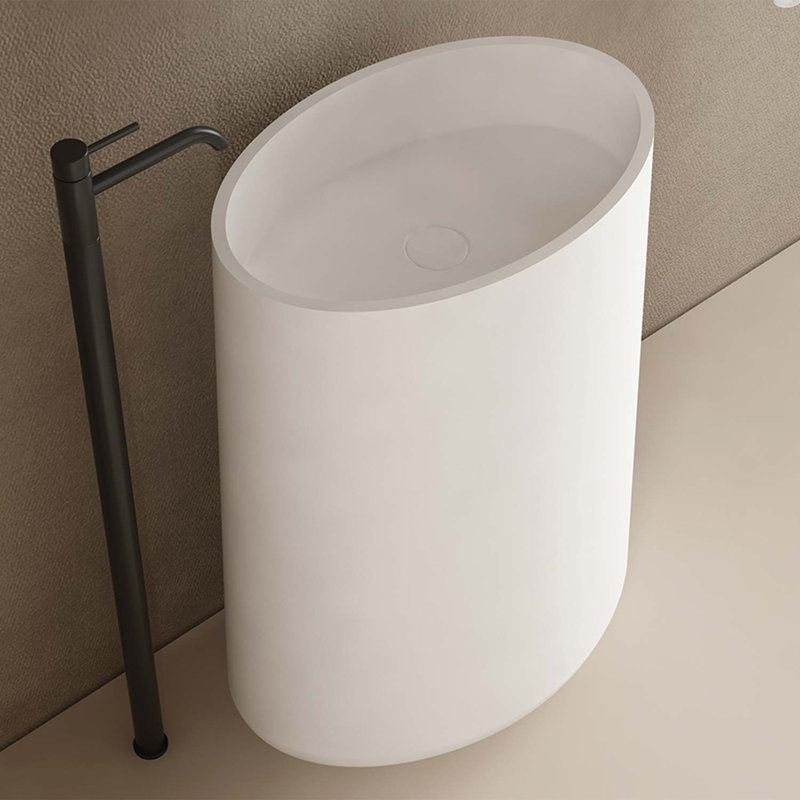 Lavabo sur pied en céramique 22 "x 14" Elipse, blanc