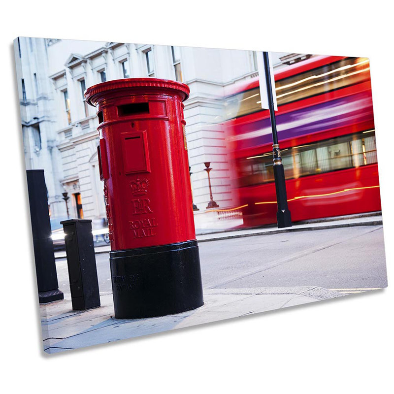 London Bus Letterbox Iconic - Wrapped Canvas Print, 30.5cm H x 45.7cm W x 2cm D