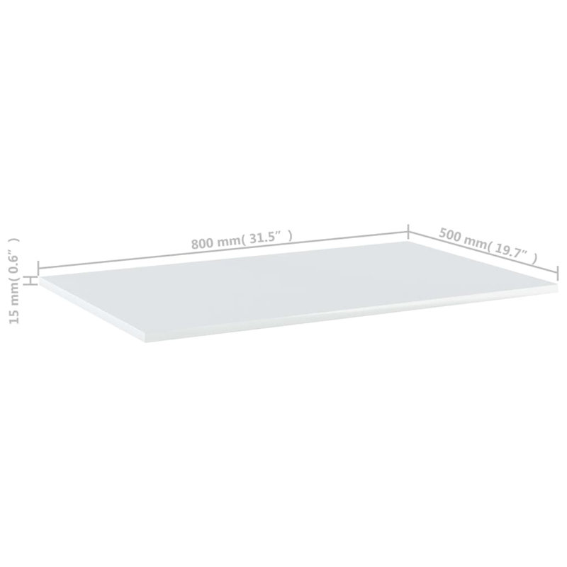 Tablettes pour bibliothèque 8 pièces en bois d'ingénierie, (8 tablettes) H 0,6 po x l 31,5 po x P 19,7 po, Blanc lustré