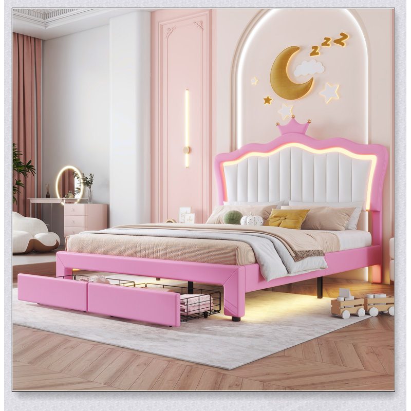 Structure de lit double pleine grandeur avec lumières DEL, moderne et élégante pour une expérience de chambre à coucher luxueuse