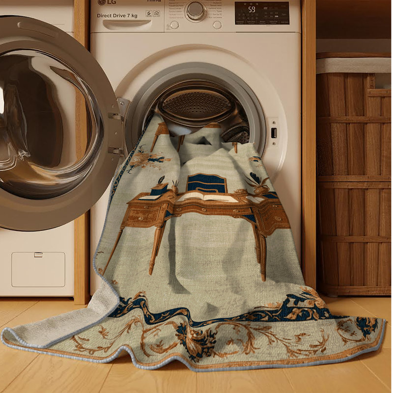 Tapis brun français lavable à la machine, Carré 6 pi