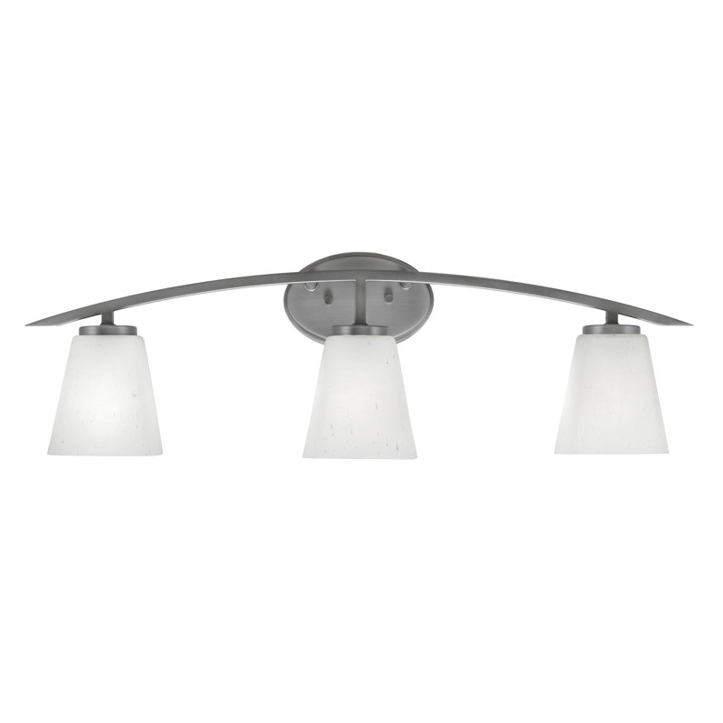 Kurve 3 Light Bath Bar With 4.5" Square White Muslin Glass, Silver