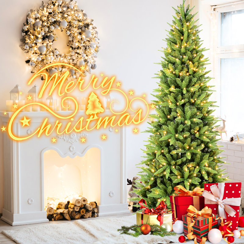 Arbre de Noël réaliste de 5 pi, 200 lumières à DEL blanc chaud, 610 pointes Pe +, structure à charnière pour les appartements