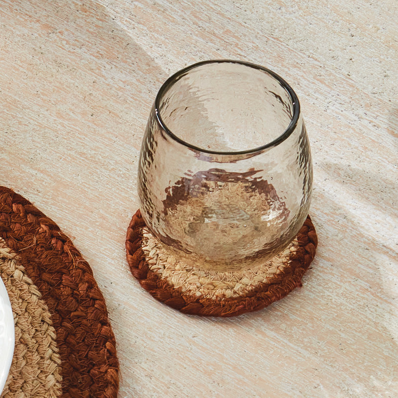 Sous-verre de jute, ensemble de 4, Rouge/brun clair