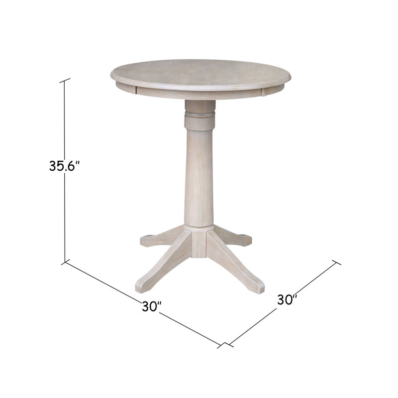 Gianluka Counter Height Solid Wood Dining Table, Washed Gray Taupe, 35.9" H x 30" L x 30" W