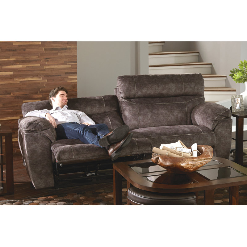 Canapé inclinable électrique à accoudoirs coussinés de 91 po Ameja, Oui, Polyester gris