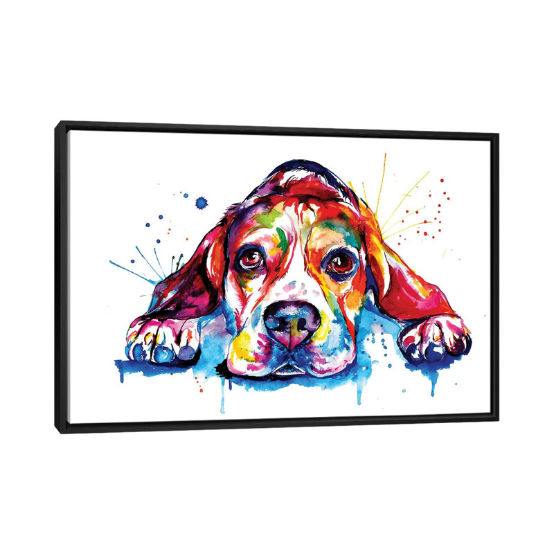 «Beagle», reproduction d'impression sur toile, H 18 po x l 26 po x P 1,5 po, Toile avec cadre noir