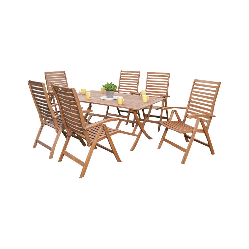 Adabpreet 6 - Person Wood Patio Dining Set with Rectangular Table