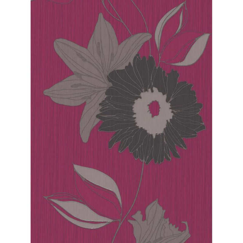 Rouleau de papier peint L 33 pi x l 21 po Jezreel, Rose / gris
