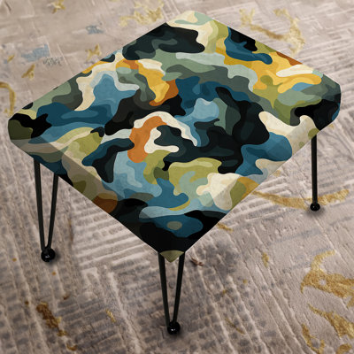 Artistic Green And Blue - Camouflage Rectangle Ottoman