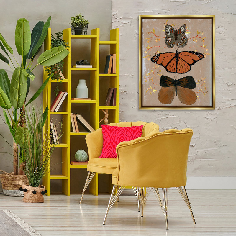 Butterfly Collage Symmetry Framed Floater Canvas Wall Art, design by Kara Keller Designs, H 31 po x l 25 po
