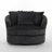 Ultra Plush Faux Rabbit Fur Oversized Swivel Barrel Chair with Three Pillows-1100356186