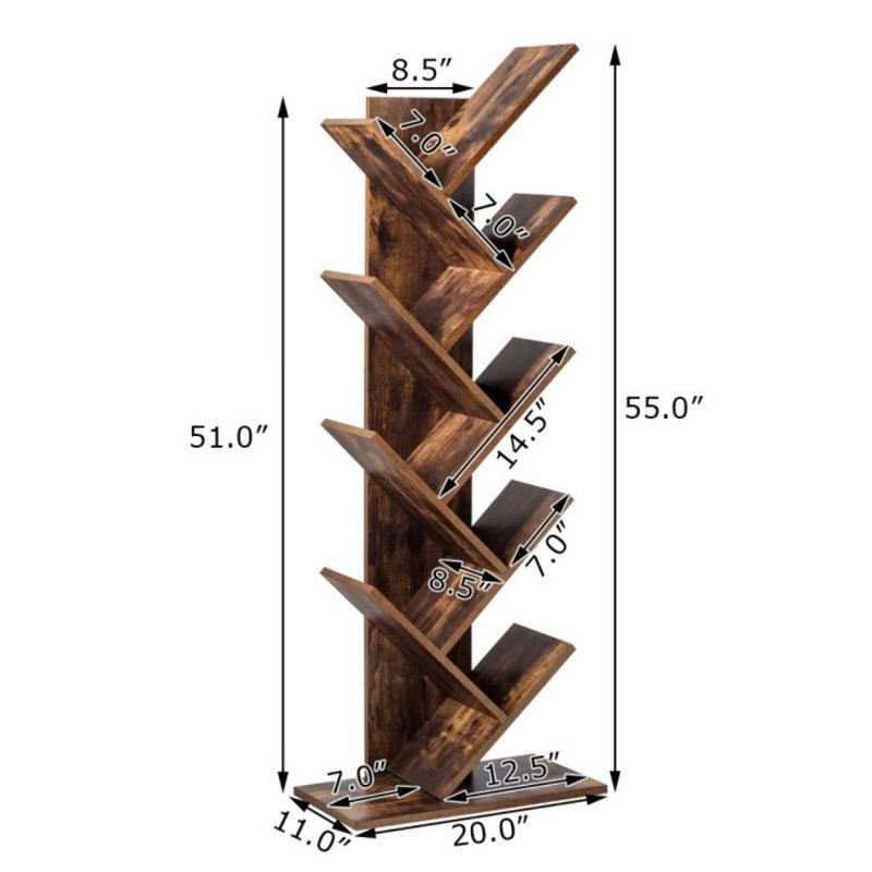 8-Tier Free Standing Tree Bookshelf
