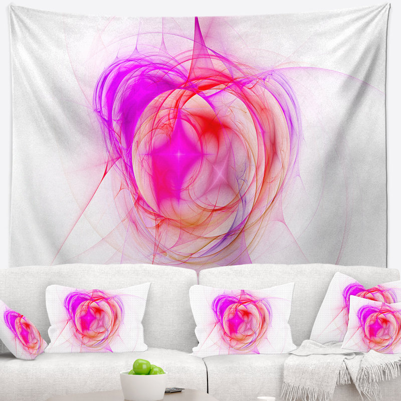Tapisserie lustre supernova à explosion en fractale rose abstract, H 32 po x l 39 po