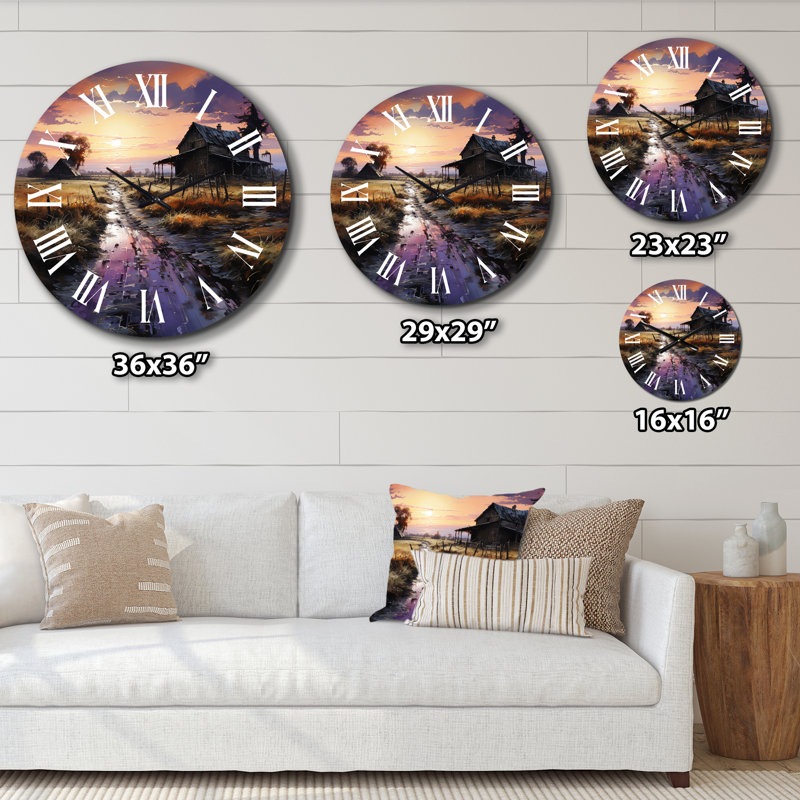 Barns Twilight Shadows - Horloge murale campagne, Grand