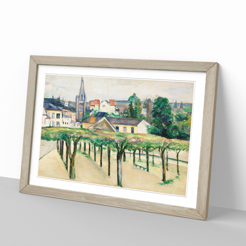 Village Square by Paul Cezanne - Picture Frame Painting, 27cm H x 36cm W x 2cm D, Oak
