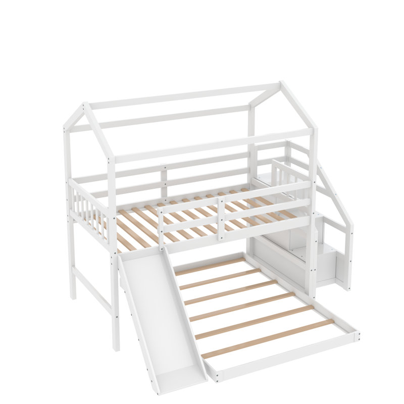 Lit superposé simple au dessus d'une maison double, Blanc