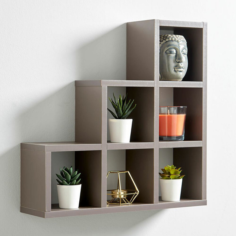 Nesib 6 Piece Irregular Floating Shelf, Grey
