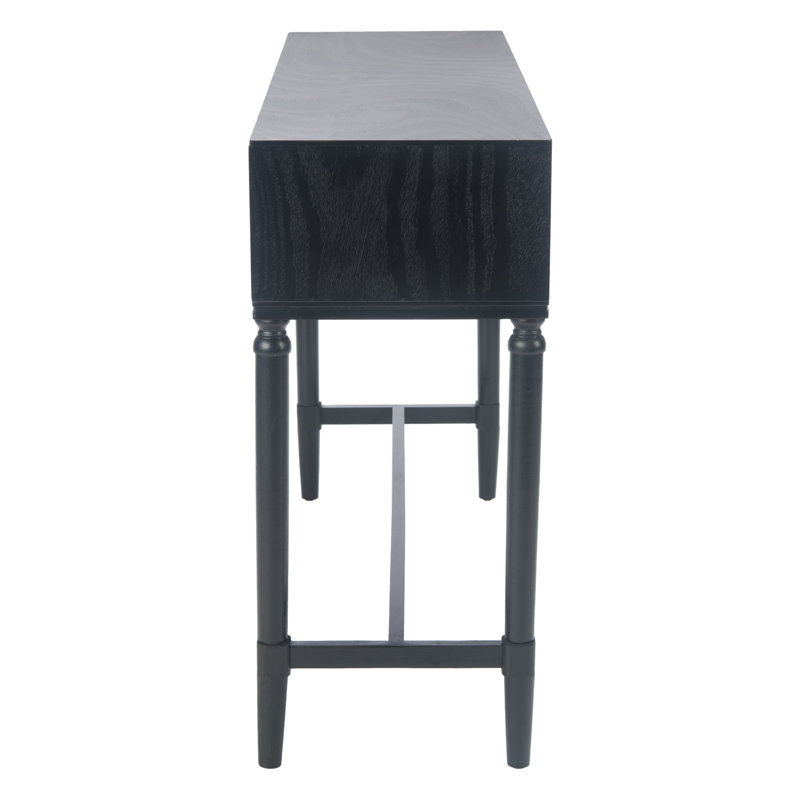 Riviera Elegance Black Wood and Metal Console Table with Storage