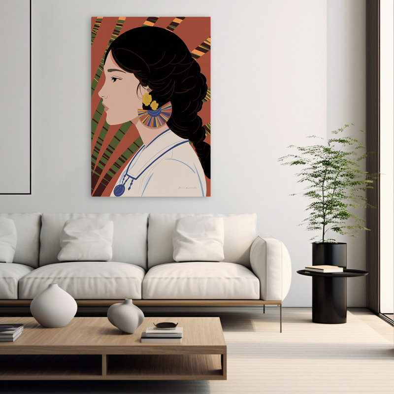 Femme bohémienne IV - beauté, art bohémien noir et bleu, H 60 po x l 40 po