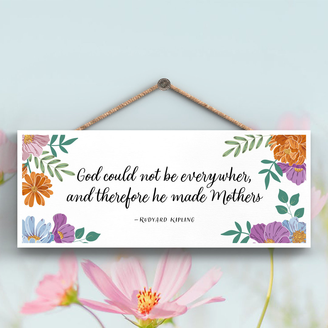 GOD MADE MOTHERS MOTHERS DAY FLORAL DECORATIVE HANGING WOODEN PLAQUE - Image 2
