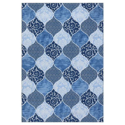  Tapis à motif treillis lavable 8 x 10 po, tapis doux antidérapant à poils courts pour le salon de la chambre à coucher