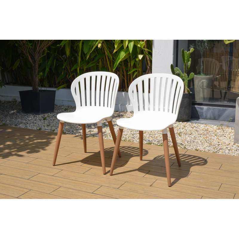 Chaises de patio Elian Amazonia, Bois clair, Chaise blanche