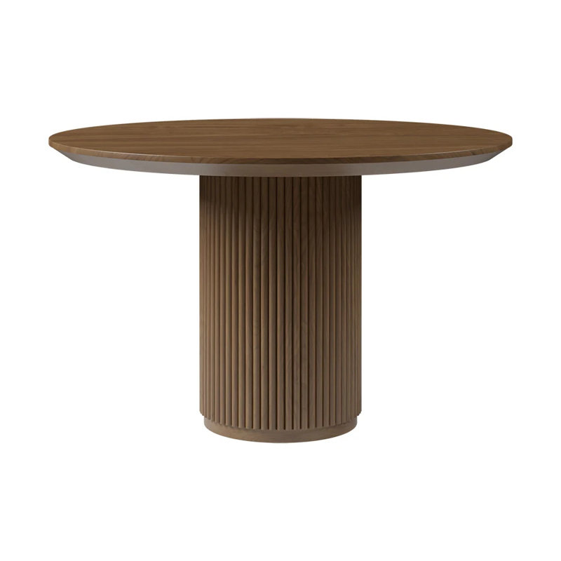 31.5 Inch Round Dining Table for 2, Circle Kitchen Table with Wood Strip Base, Modern Farmhouse Dinner Tables for Kitchen, Living Room
