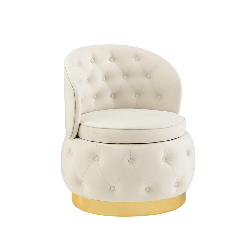 Chaise pivotante en velours beige avec rangement à 360 degrés - idéale pour la sophistication du bureau avec esthétique