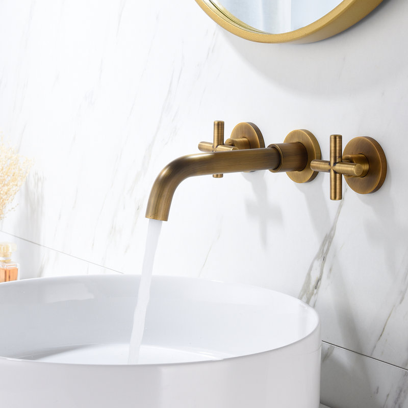 Bronze Bathroom Wall Mount Faucet - , Sleek Design, Matches Any Decor Sink Solid Brass, Drip-, Electroplated Finish For Durability And Style
