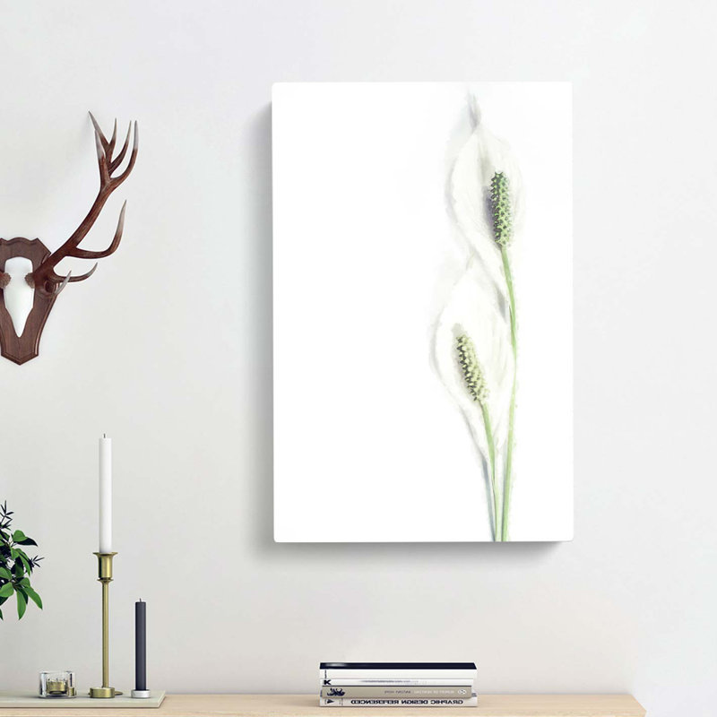 Pair Of White Peace Lilies - Wrapped Canvas Print, 50cm H x 35cm W x 3cm D