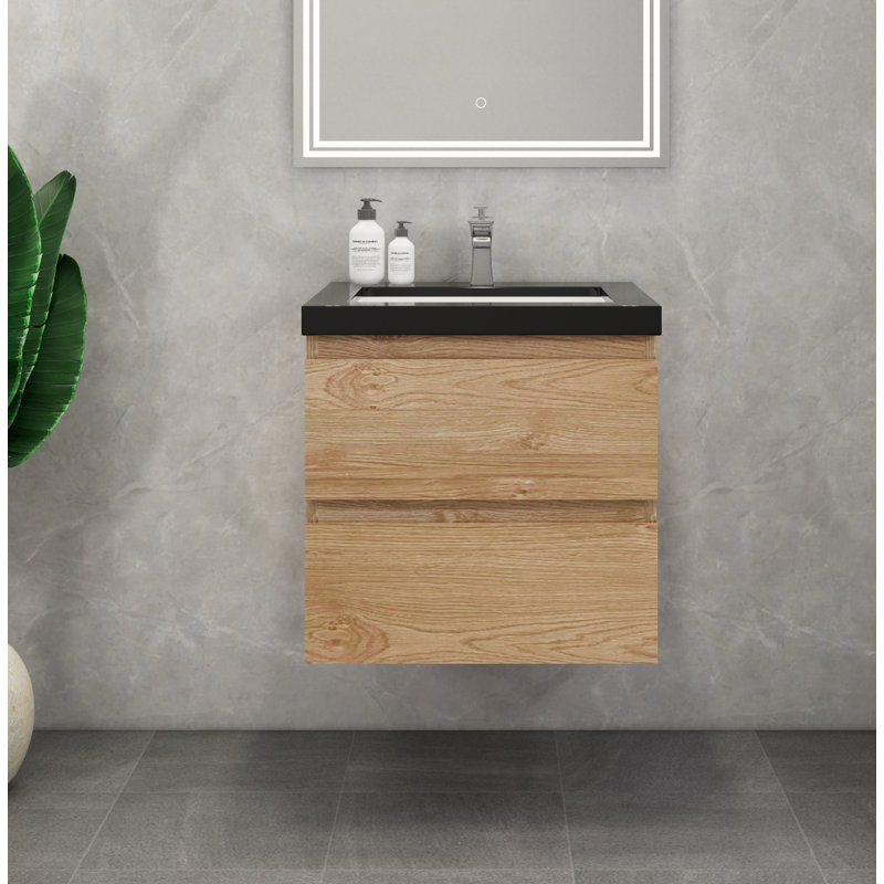 McConnico 23.5'' Single Bathroom Vanity with Acrylic Top, England Oak