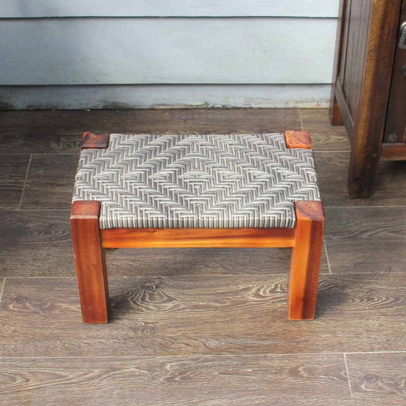 Dock 2-Piece Wooden Rest Stool With Wicker Seat