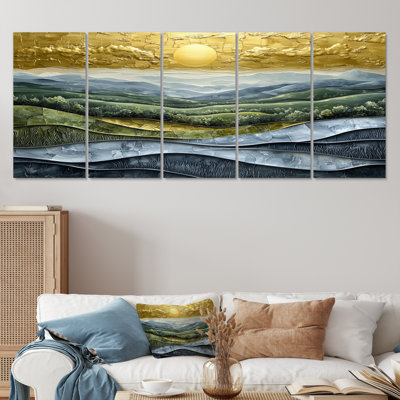 «Green Alpine Meadows Abstract Landscape I - Landscape Art», ensemble d'art mural