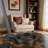 21" Modern Geometric Desk Lamp with Space-Saving Circle Base, Linen Shade, Metallic Grey