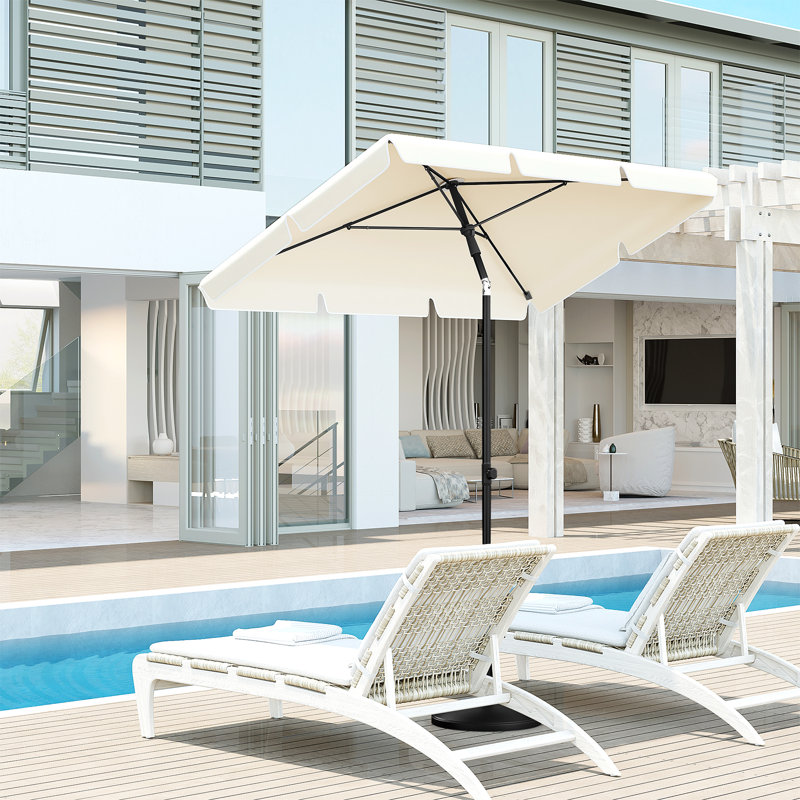 Novea 200cm X 120cm Rectangular Beach Parasol, Beige