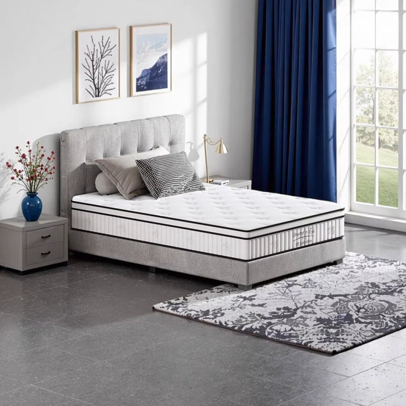 Grand matelas grand lit, matelas hybride de 10 pouces avec ressorts ensachés individuellement, support ferme moyen pour un sommeil réparateur