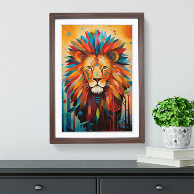 XYZ-FRM-V1223-4279 Lion Orphism No.3 1 Piece Single Picture Frame Wall Art