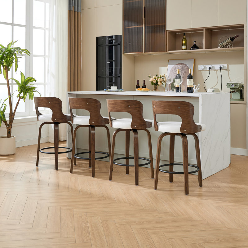 Tabourets de bar et de comptoir pivotants, Blanc