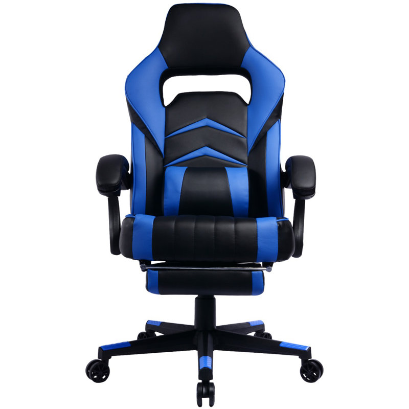 Fauteuil de jeu avec repose-pieds et dossier inclinable, Bleu