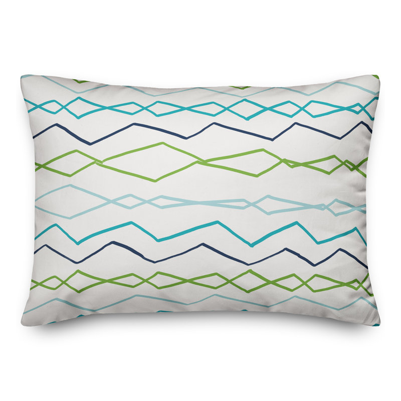  Coussin lombaire intérieur / extérieur Abstract Wavy Stripes, Polyester / Bourre en polyester, Vert / bleu / Vert de mer