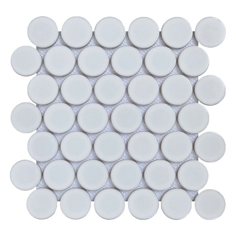 Rounds 2 Inch Porcelain Mosaic, Crystal White
