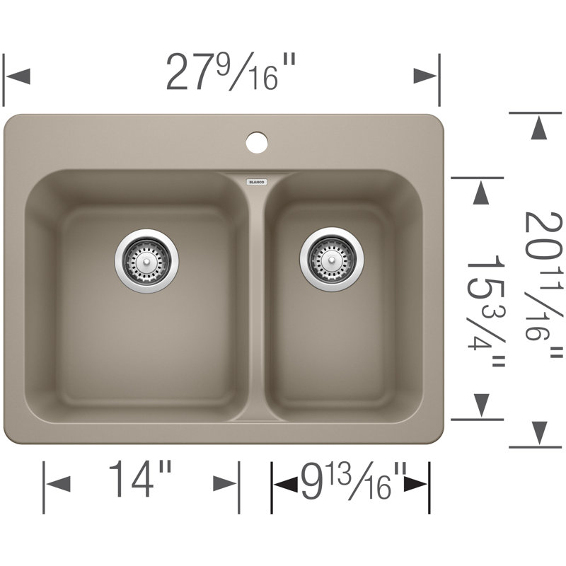 Évier de cuisine à double cuve 70/30 à double cuve 27,5 po Vision SILGRANIT, Truffe