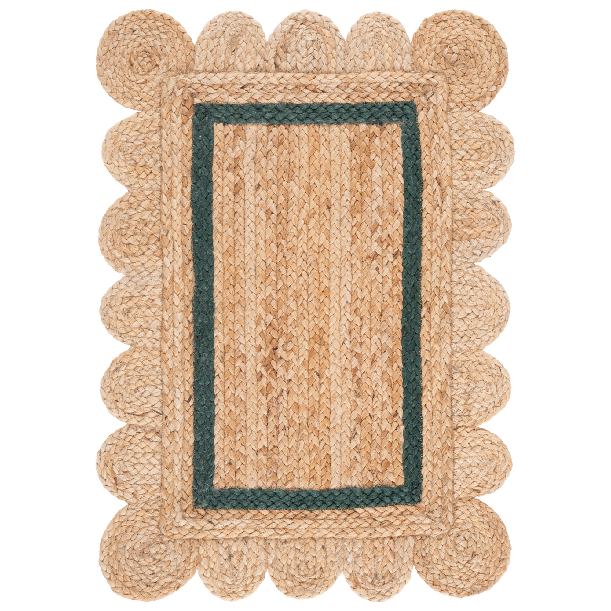 Natural Fiber 896 Hand Woven Jute Pile Geometric Rug, Rectangle 3' x 5'